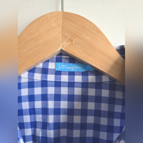 J. McLaughlin, Blue Gingham Woman's Shirt, Blue/White, Size Medium - Picture 4 of 9